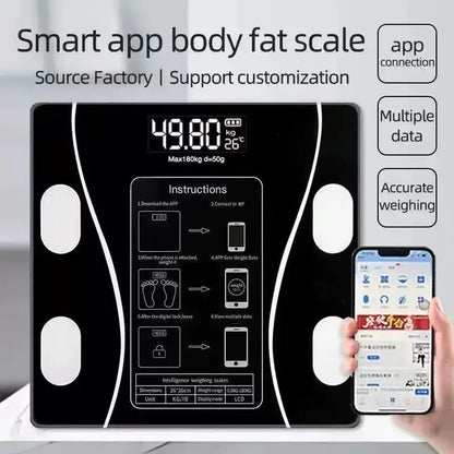 Body Fat Scale Smart Wireless Digital Bathroom Weight Scale Body Composition Analyzer with Smartphone App Bluetooth-Compatible